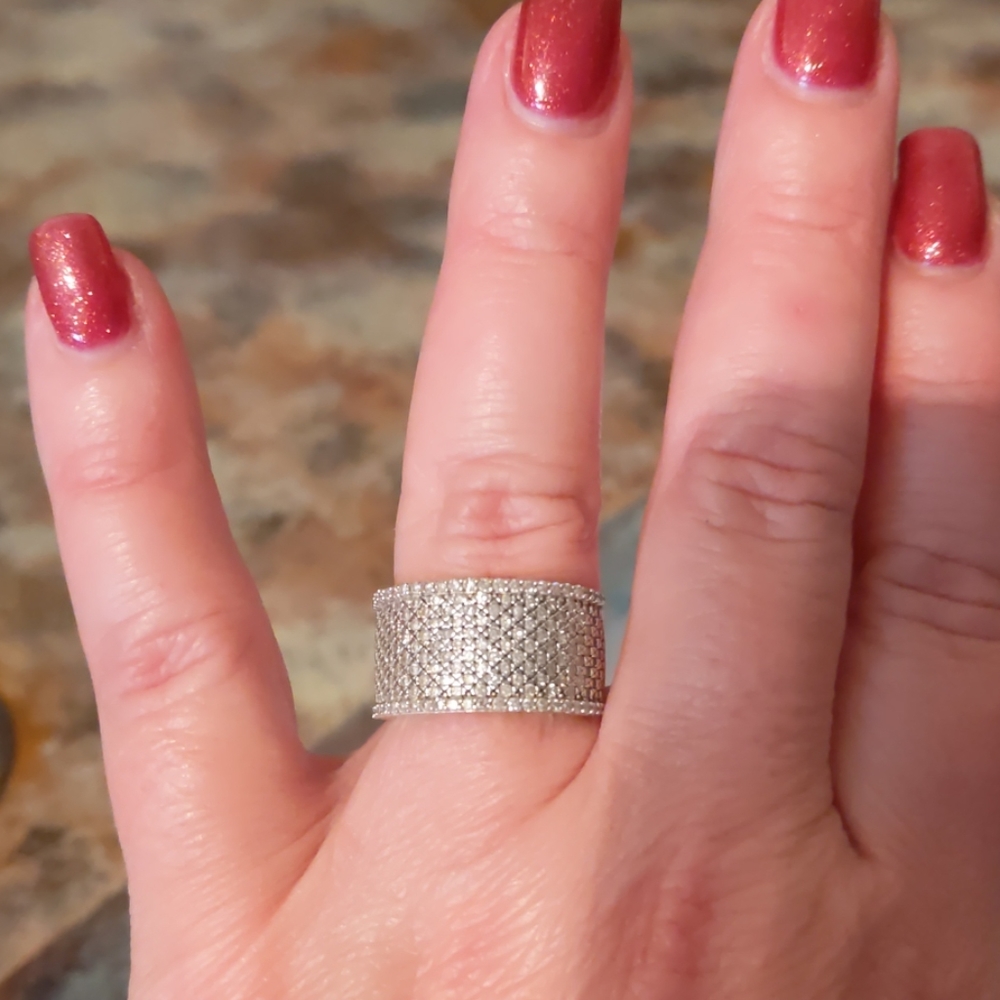 Wide diamond wedding band